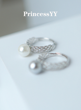 PrincessYY珍珠戒指S925不掉色纯银开口高级感轻奢新款简约巨好看