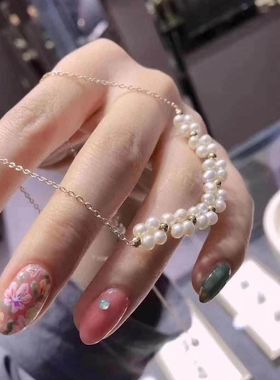 天然珍珠金微笑项链金饰品