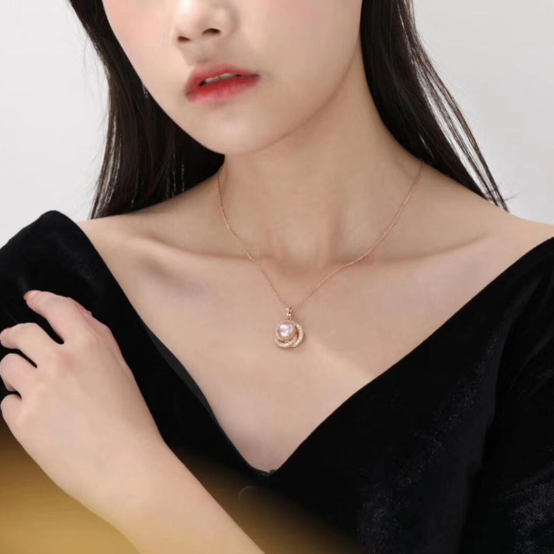 传家宝淡水天然珍珠三叶花链女锁骨链女银饰品四女叶草