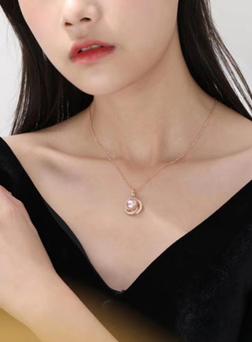 德基天然珍珠银锁骨女银