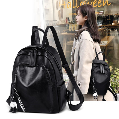 双肩包女士韩版休闲日常pu软皮潮