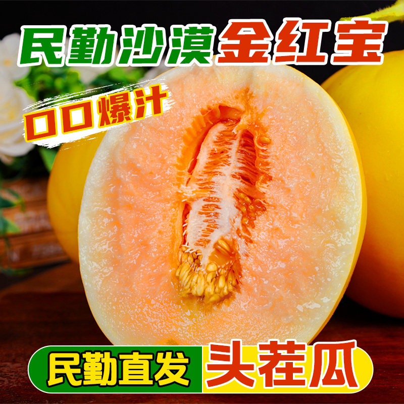 民勤红金宝蜜瓜新鲜当季黄金蜜瓜