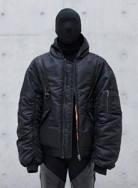 CHRYSOMALLON大拉链廓形MA1空军棒球服夹克bomber加厚连帽棉衣