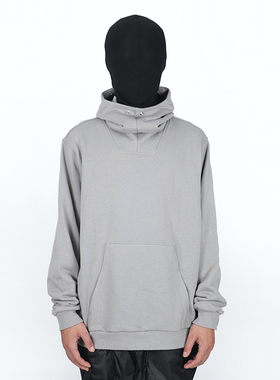 CHSM半高领连帽卫衣男设计感暗黑宽松潮牌休闲情侣款百搭套头上衣