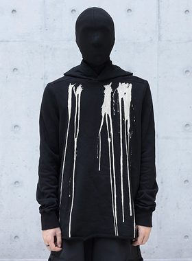 CHRYSOMALLON手绘漂染泼墨涂鸦套头宽松男女休闲连帽卫衣上衣