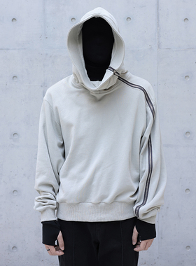 CHRYSOMALLON拉链连帽社恐卫衣男cleanfit款套头休闲宽松上衣vibe