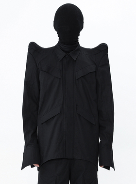 CHRYSOMALLON宝塔肩驼峰恶魔角外套休闲宽松垫肩capper同款opium