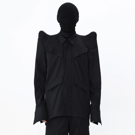 CHRYSOMALLON宝塔肩驼峰恶魔角外套休闲宽松垫肩capper同款opium