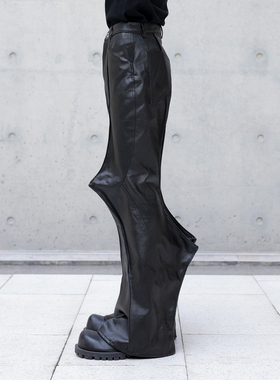 CHRYSOMALLON涂层牛仔暗黑先锋喇叭裤opium反关节视觉系蜡裤皮裤