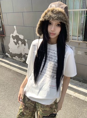 TSAOOJ 奥丽安娜的手写情书渐变印花短袖cleanfit标语重磅半袖T恤