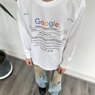 搜索Page标语长袖T恤早秋美式高街cleanfit重磅纯棉字母打底衫潮