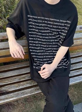 「TSAOOJ」泰戈尔诗歌短袖重磅320g标语字母高街cleanfit半袖t恤