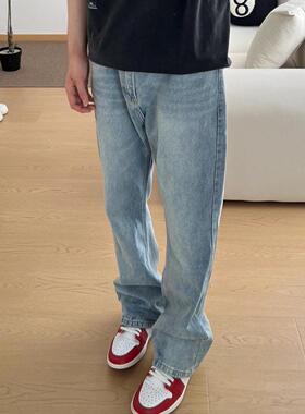 「TSAOOJ」cleanfit冰蓝501微喇牛仔裤水洗做旧Vintage直筒牛仔裤