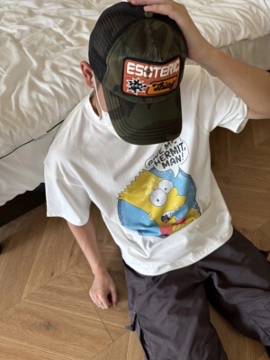 TSAOOJ 恶搞动画短袖辛普森电影漫画Cleanfit街头重磅纯棉半袖T恤