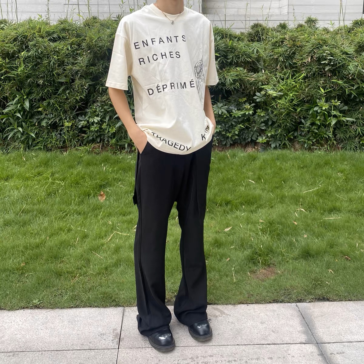 320g重磅纯棉字母标语小孩短袖