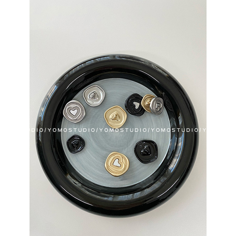 YOMOSTUDIO 枪黑色爱心纽扣法式金属扣子粗花呢女外套西服装饰扣,居家布艺,纽扣,淘宝优惠券,粉丝福利购,淘宝优惠卷