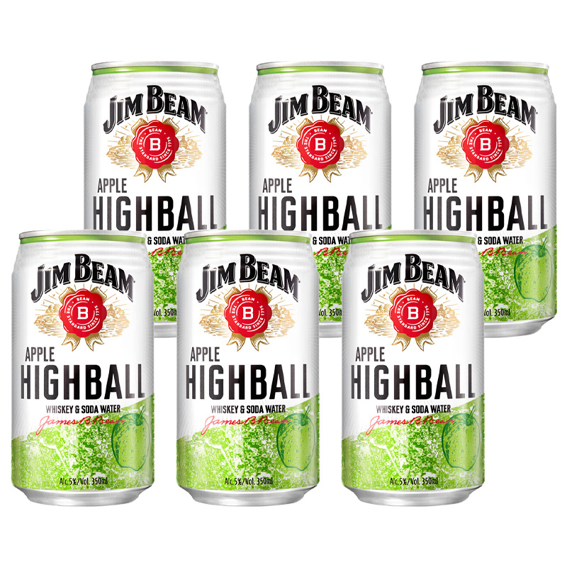 金宾嗨棒苹果味波本威士忌预调酒鸡尾酒微醺350ml 6罐HIGHBALL