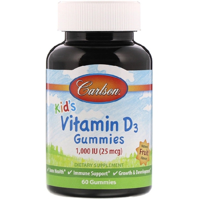 美国品牌Carlson Labs 儿童维生素D3软糖 1000单位 25mcg/60粒