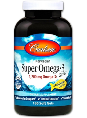 美国品牌Carlson Labs 挪威优质鱼油/DHA/EPA/维生素E 180粒