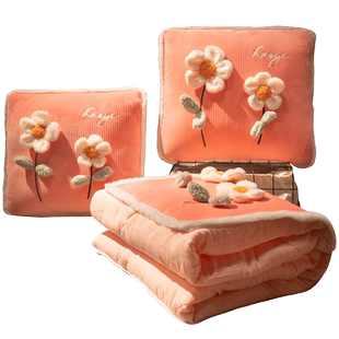 花朵抱枕被子两用毯子二合一办公室午睡枕头沙发汽车折叠靠枕车载