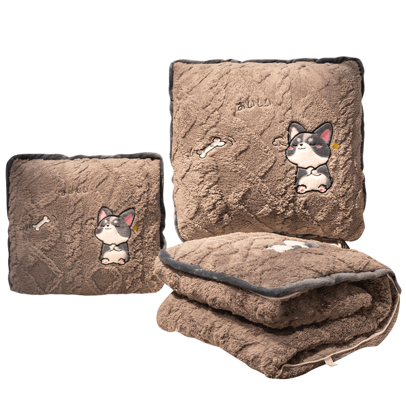 冬季加厚抱枕被子两用毛毯子二合一办公室午睡枕头汽车载沙发靠枕