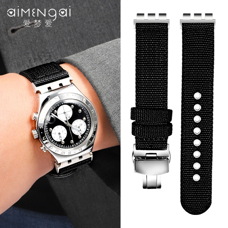 适配swatch斯沃琪尼龙帆布手表带