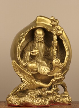 2023黄铜寿星摆件 铜寿桃 寿中寿家居装饰创意礼品工艺品一件代发