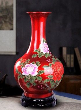 景德镇陶瓷器水晶釉花瓶大号落地花瓶客厅现代家居摆件装饰品