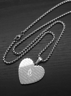 跨境吊坠项链ins钛钢祈祷爱心女