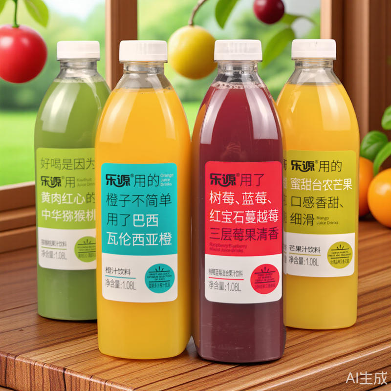 乐源壹品橙汁芒果汁猕猴桃汁树莓蓝莓果汁饮料餐饮聚会1L大瓶新货