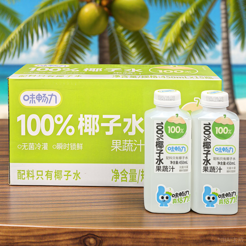 味畅力100%椰子水鲜榨玉米汁饮料