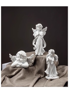 欧式复古少女小天使石膏雕像摆件