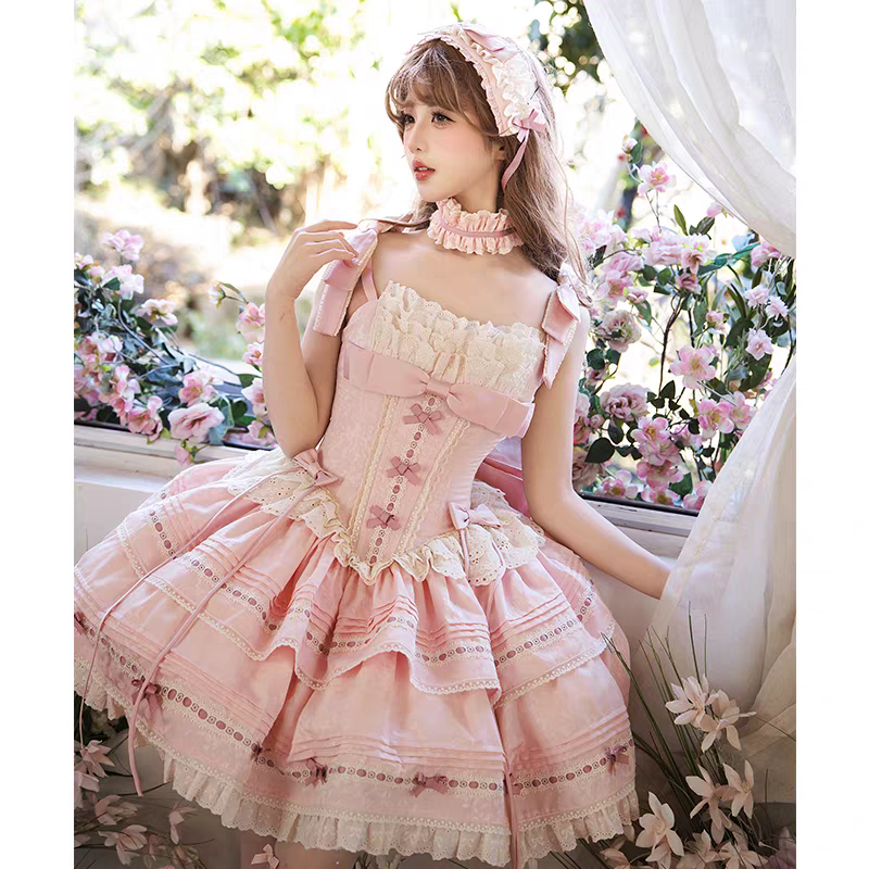 Lolita芭蕾风洛丽塔连衣裙jsk吊带粉色蛋糕公主裙生日礼服