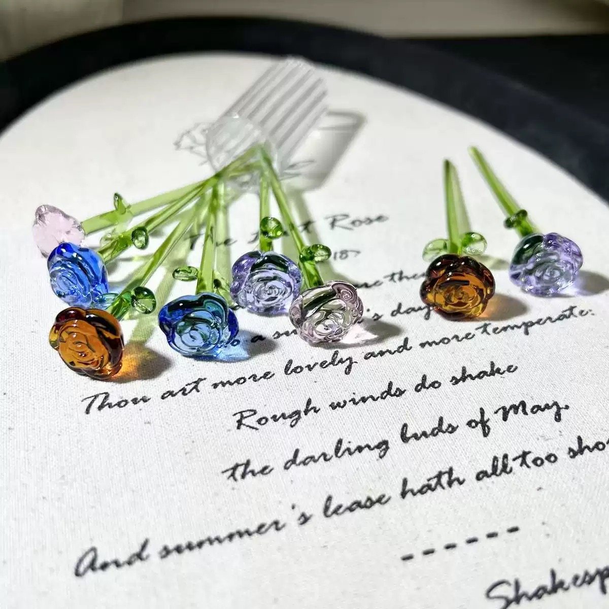 迷你琉璃花朵小摆件创意手工玻璃桌面微景观氛围感高级感工艺品,特色手工艺,其他特色工艺品,淘宝优惠券,粉丝福利购,淘宝优惠卷