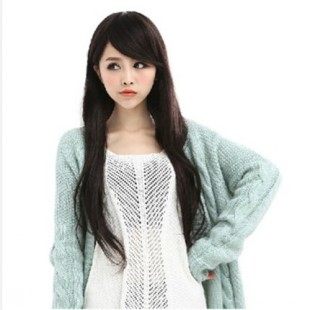 伪娘风逼真斜刘海假发套