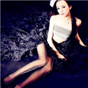 伪娘CD变装酒吧夜店风骚小姐诱惑珠光炫彩银葱打底连裤袜男女丝袜