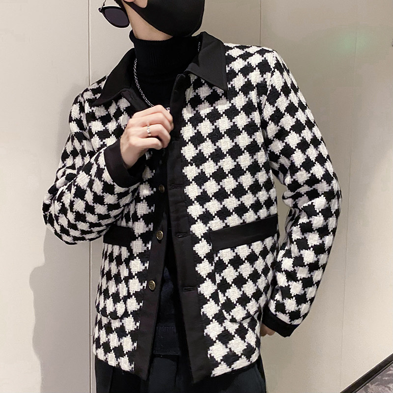雅痞风单排扣衬衫领休闲衣条纹B297-7755-P130控168,男装棉衣,电商B297