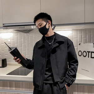 雅痞风春秋纯色亮珠宽松设计夹克外套B297-7737-P115控159图片