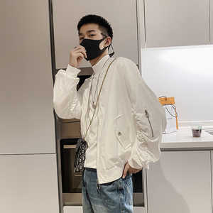 社会风纯色棒球领拉链宽松薄款夹克潮男B297-152-P105控138图片