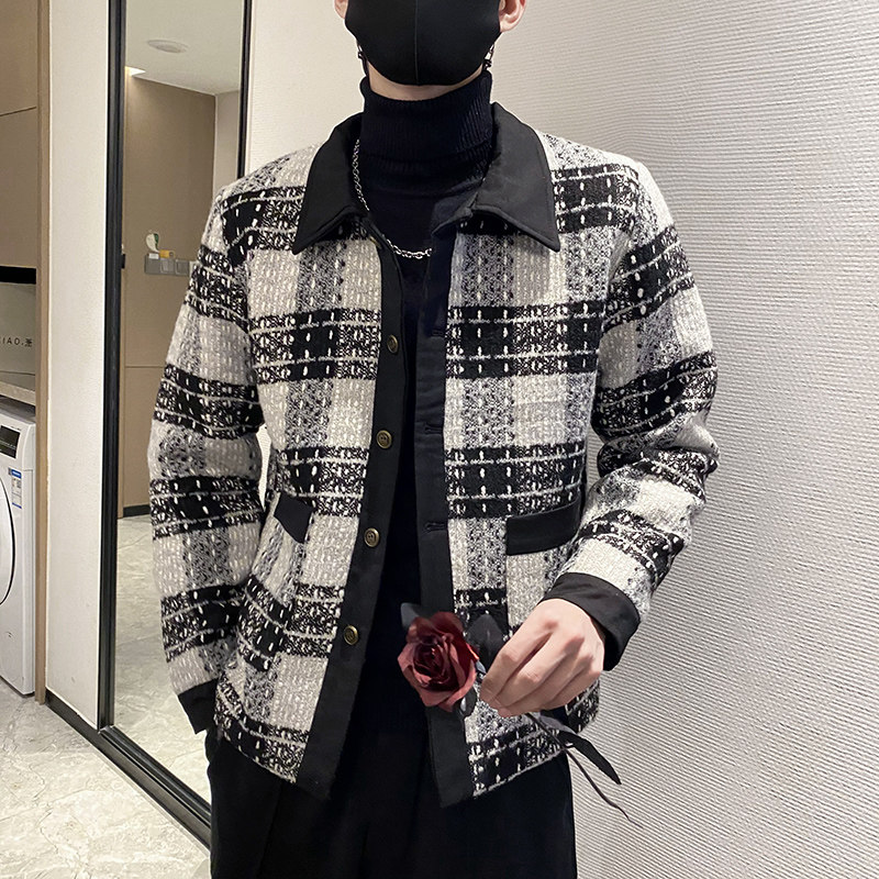 社会风单排扣衬衫领休闲衣条纹B297-7755-P130控168图片