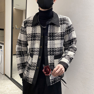 社会风单排扣衬衫领休闲衣格子B297-7755-P130控168图片
