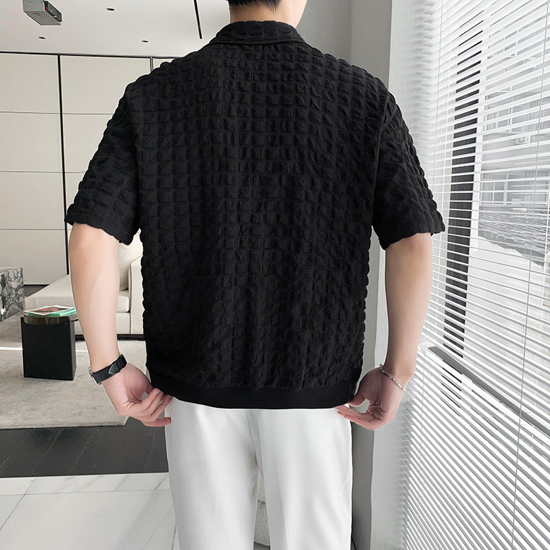 轻熟风纯色大格子立体蝙蝠袖衬衫上衣B297-2315-P58控89,男装衬衫,电商B297