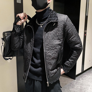 社会风修身PU皮羊羔毛复合加厚衣条纹B297-2816-P150控208图片