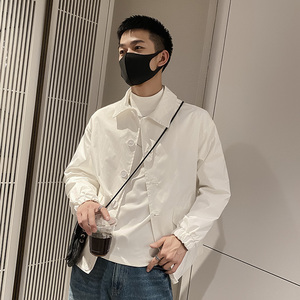 雅痞风春秋纯色休闲宽松尖领风衣夹克上衣B297-7706-P88控118图片