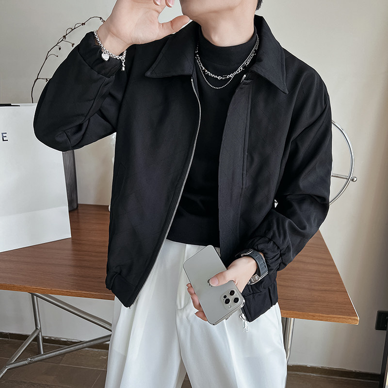 雅痞风绗线纯色翻领宽松休闲夹克B297-1801-P115控158,男装夹克,电商B297
