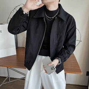 雅痞风绗线纯色翻领宽松休闲夹克上衣B297-1801-P115控158图片