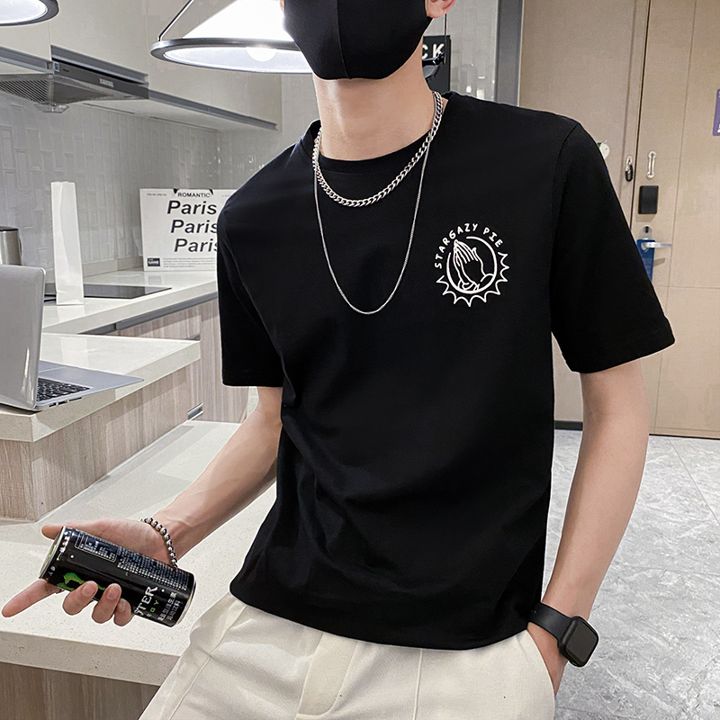 社会轻奢纯色欧美街头印花半袖T恤B297-203-特P15控58，男装T恤，电商B297