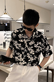 社会风夏季碎花沙滩短袖宽松衬衫B297-7733-P58控78，男装衬衫，电商B297