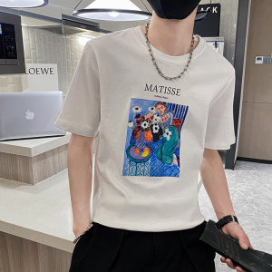 社会风纯色烫画短袖休闲圆领T恤上衣B297-215-P40控68图片