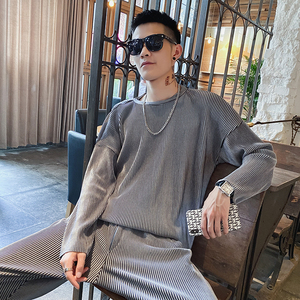 金丝绒卫衣套装纯色条纹宽松时尚弹力套装B297-2813图片